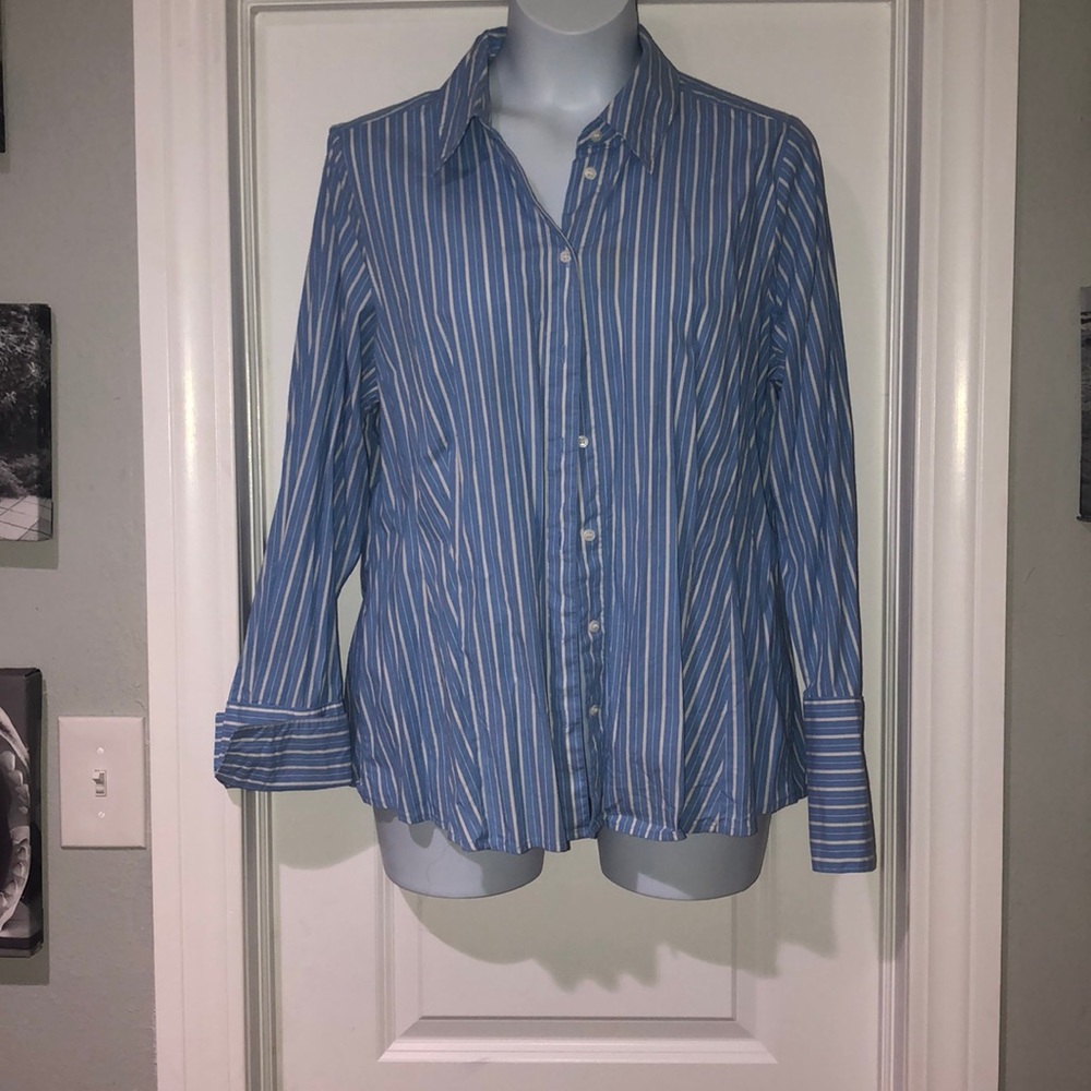 Lane Bryant Pinstripe Button Down Top